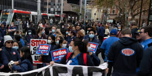Nurses at Westmead and Blacktown hospitals,seen in a file picture,planned to stage simultaneous walkout at the end of their shifts on Monday.