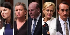 The five MPs who crossed the floor - Fiona Martin,Bridget Archer,Trent Zimmerman,Katie Allen and Dave Sharma.