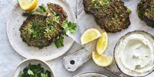 Danielle Alvarez’s green pea and spinach fritters.