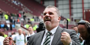 ‘Another wonderful day’:Postecoglou one step away from treble after Celtic title triumph