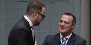 Liberals Senator Andrew Bragg (left) believes the tech giants have shown themselves to be publishers but agrees with colleague Tim Wilson (right) they should not be regulated.