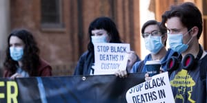 Black Lives Matter supporters outside the NSW Supreme Court last week.