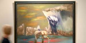 Elephant and White Cliffs (1963) on display ahead of an auction of 42 works by Sidney Nolan. 