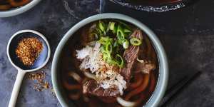 Julia Busuttil Nishimura’s niku udon (beef udon noodle soup).