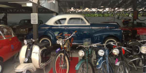 The vintage transport museum at the Memorial Necropole Ecumenica in Santos,Brazil.