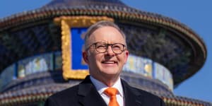 Prime Minister Anthony Albanese visited the Temple of Heaven in Beijing,touring the temple grounds with the Chinese ambassador to Australia,Xiao Qian.