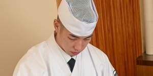 Owner and chef of the four-seat Matsu,Hansol Lee.