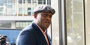 Former NRL player Wendell Sailor arrives at the Downing Centre Local Court in Sydney.