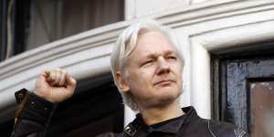 Julian Assange,pictured in 2017 at the Ecuadorian embassy.