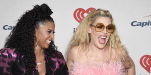 Busy Philipps with her Girls5eva co-star Renee Elise Goldsberry at December’s iHeartRadio Jingle Ball at Madison Square Garden.