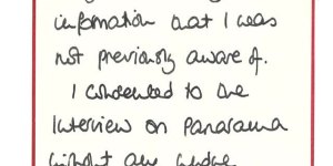 Princess Diana’s handwritten note,which was uncovered by the BBC’s latest investigation into the Panorama program.