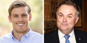 Sam Boughton,Labor candidate for Terrigal,and Liberal Adam Crouch.