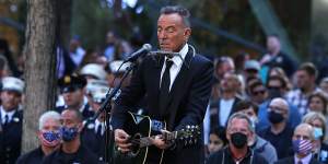 Bruce Springsteen performs at the National 9/11 Memorial and Museum in New York.