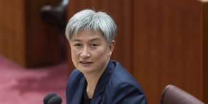 Minister for Foreign Affairs Penny Wong in the Senate at Parliament House in Canberra 