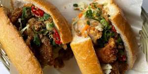 Crispy chicken banh mi.