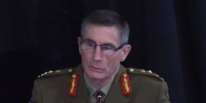 Defence Force chief Angus Campbell speaks at the Royal Commission into Defence and Veteran Suicide. 