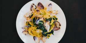 Spaghettini with clams at Lulu La Delizia.