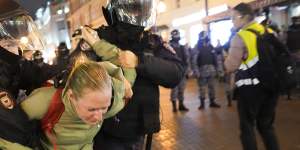 Anti-war groups estimate riot police detained 1300 protesters across Russia.