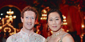 Mark Zuckerberg and his wife Priscilla wear nature-inspired looks by Indian designer Rahul Mishra.