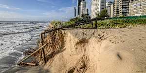 The famous beaches of Surfers Paradise washed away with Cyclone Alfred’s onslaught. 