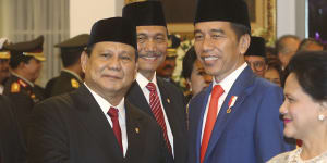 Indonesia’s Defence Minister Prabowo Subianto,left,with President Joko Widodo.