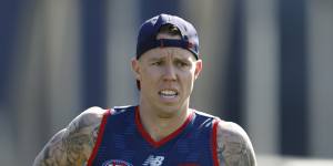 James Harmes at Melbourne training on Tuesday.