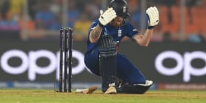 Ben Stokes laments his soft dismissal and the end of England’s hopes of defending the ODI cricket World Cup.