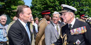 Former PM Tony Abbott with Prince Philip in 2014;the following year,he granted the British royal a knighthood on Australia Day. Turnbull says in his book that when he first heard reports of this,he assumed it was a joke.