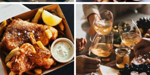 Clockwise from top left:Make a classic martini at home;Take it outside and grill Korean-style chicken wings;get the girls together for a wine club;pair fish and chips with a bottle of Chablis.
