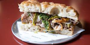 The porchetta sandwich.
