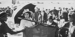 Princess Elizabeth at a Girl Guide parade in Maseru,South Africa,during her 1947 tour. 