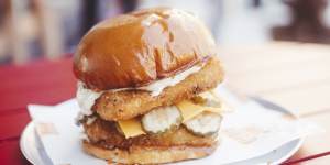 The range of burgers and sandwiches (like the fish fillet,pictured) are exclusive to the Bexley North location. 