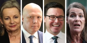 New Coalition leaders Sussan Ley,Peter Dutton,David Littleproud and Perin Davey. 