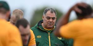 Not as easy as you think . . . Mal Meninga trains the Kangaroos.