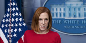 White House press secretary Jen Psaki speaks with reporters in the James Brady Press Briefing Room at the White House on Saturday AEDT.