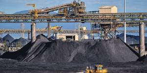 Coal stockpiles at the Gladstone port. 