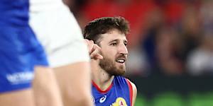 Wearing some blows:Western Bulldogs champion Marcus Bontempelli.