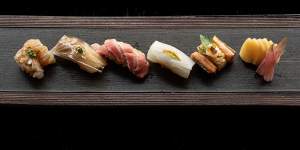 The sushi selection from Sokyo’s omakase menu.