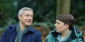 Paul (Martin Freeman) has simmering anger triggers,which trigger anxiety in his son Luke (George Wakeman) on Breeders.