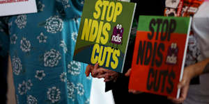 NDIS advocates during a post-budget press conference at Parliament House in Canberra earlier this month.