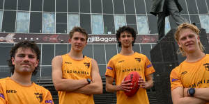 Hawthorn’s draftees Nick Watson,Calsher Dear,Will McCabe and Bodie Ryan.