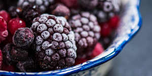 Frozen berries are great in smoothies.