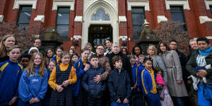Parents and students of St John’s Primary in Clifton Hill.