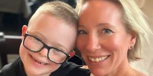 Rachael East and her nine-year-old son Caleb.
