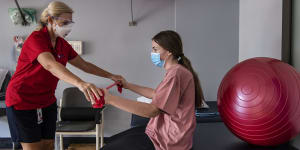 18 year old Payton Jacobs with physiotherapist Anne Tanner at NSW’s first long COVID clinic.