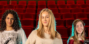 Ben Kaldas (left),Mai Lilly Roberts and Em Eaton are among the students awaiting formal offers.