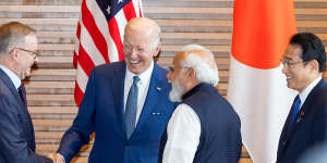 Prime Minister Albanese,President Biden,Prime Minister of India Narendra Modi and Prime Minister of Japan Fumio Kishida during a Tokyo Quad meeting in May 2022.