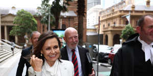 Lisa Wilkinson leaving the Federal Court in Sydney in February.