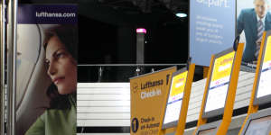 Lufthansa check-in kiosks.