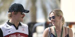 Valtteri Bottas of Alfa Romeo F1 and Tiffany Cromwell in the UAE last year.
